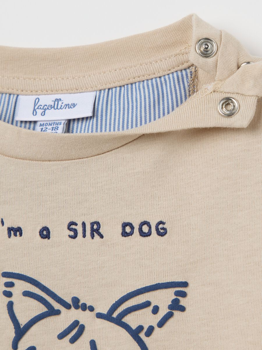 Cotton T-shirt with "I'm a SIR DOG" puppy print_2