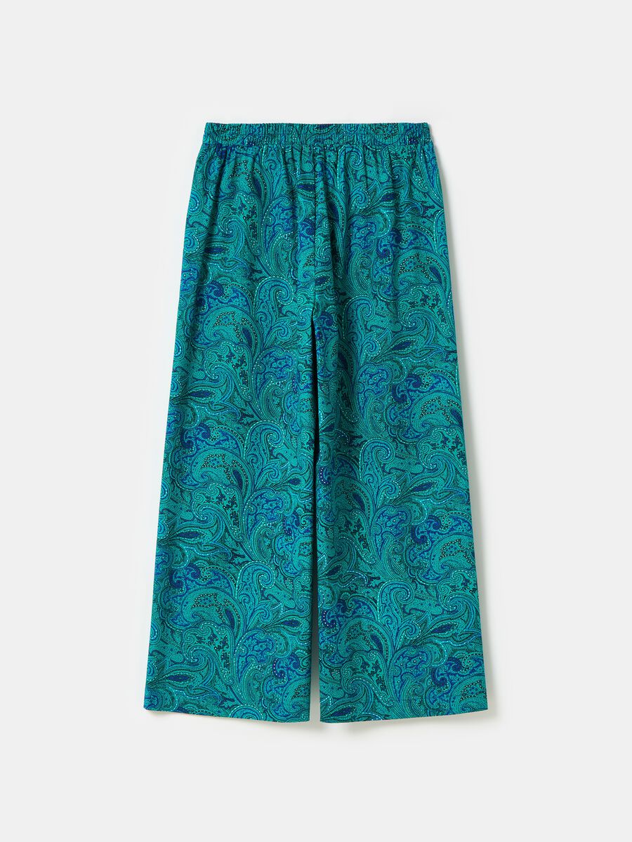Pantalone crop wide leg con stampa paisley_4