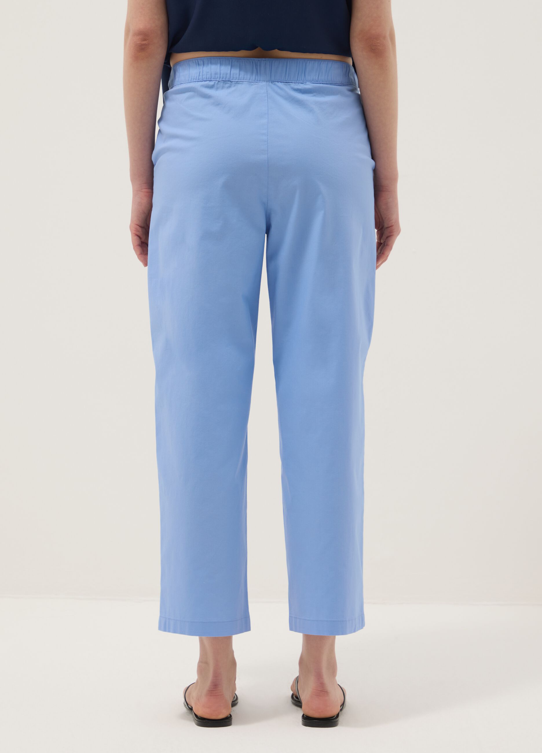Light blue stretch cotton trousers