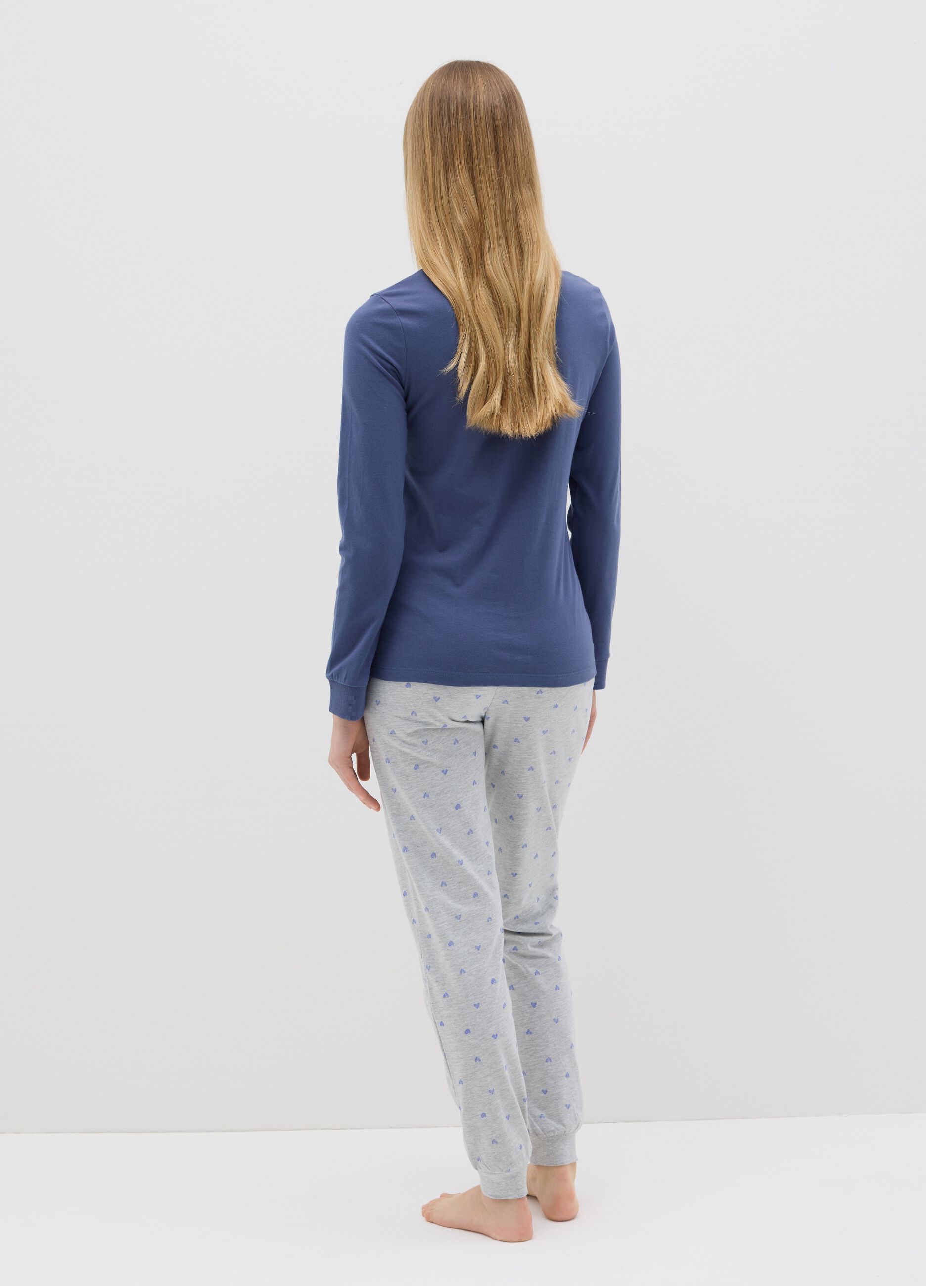 Cotton pyjamas with small hearts print