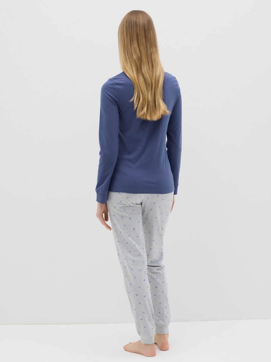 Cotton pyjamas with small hearts print_2
