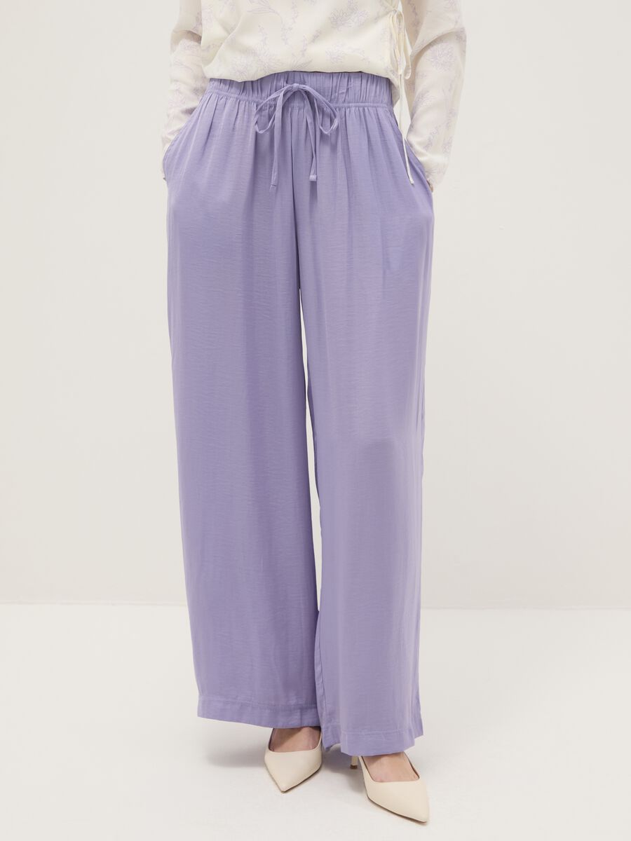 Regular fit purple pure cotton trousers_1