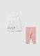 Baby Girl Set in Stretchy White and Pink Cotton Blend_0