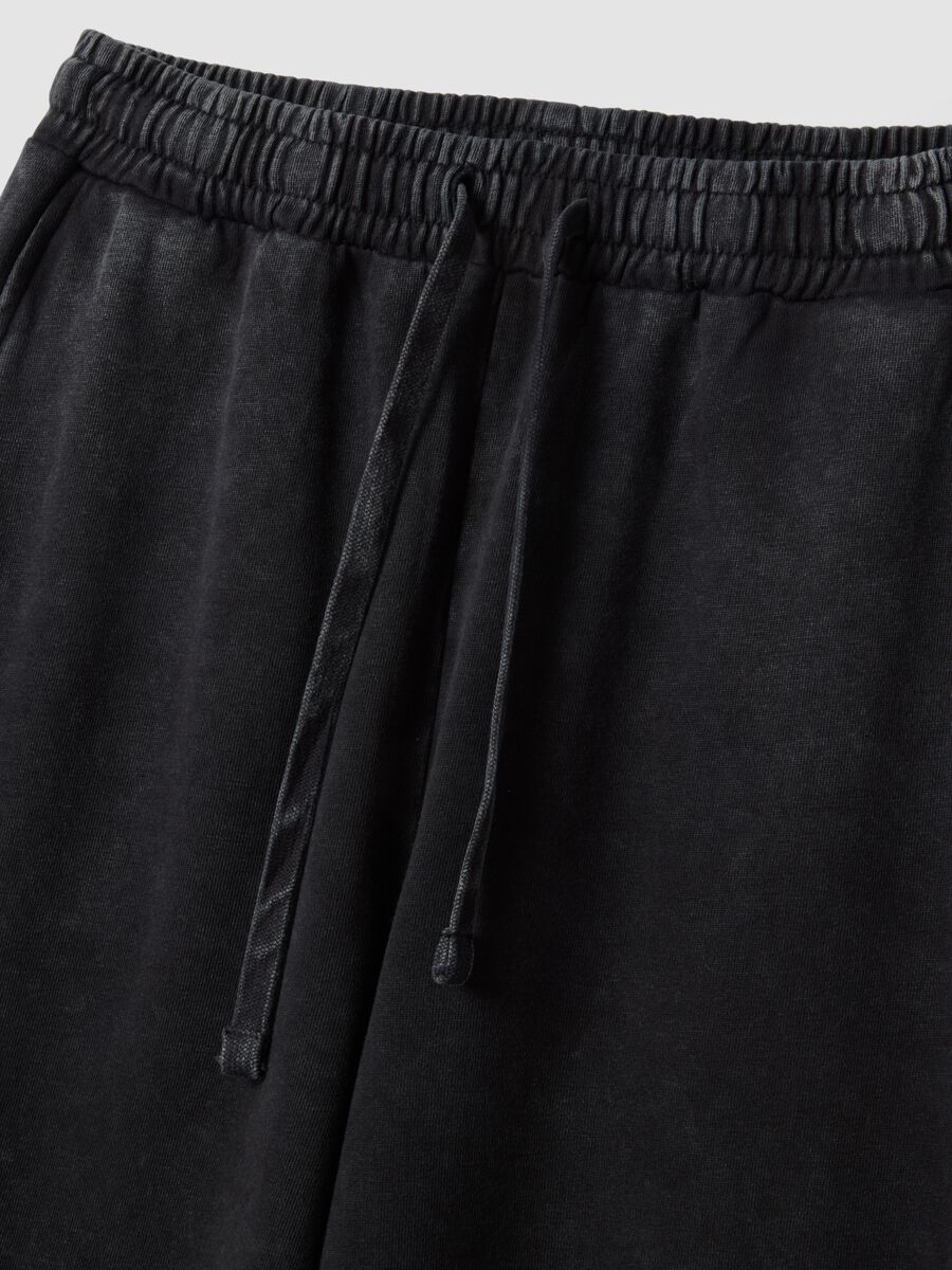 Black pure cotton wide leg jogger trousers_1