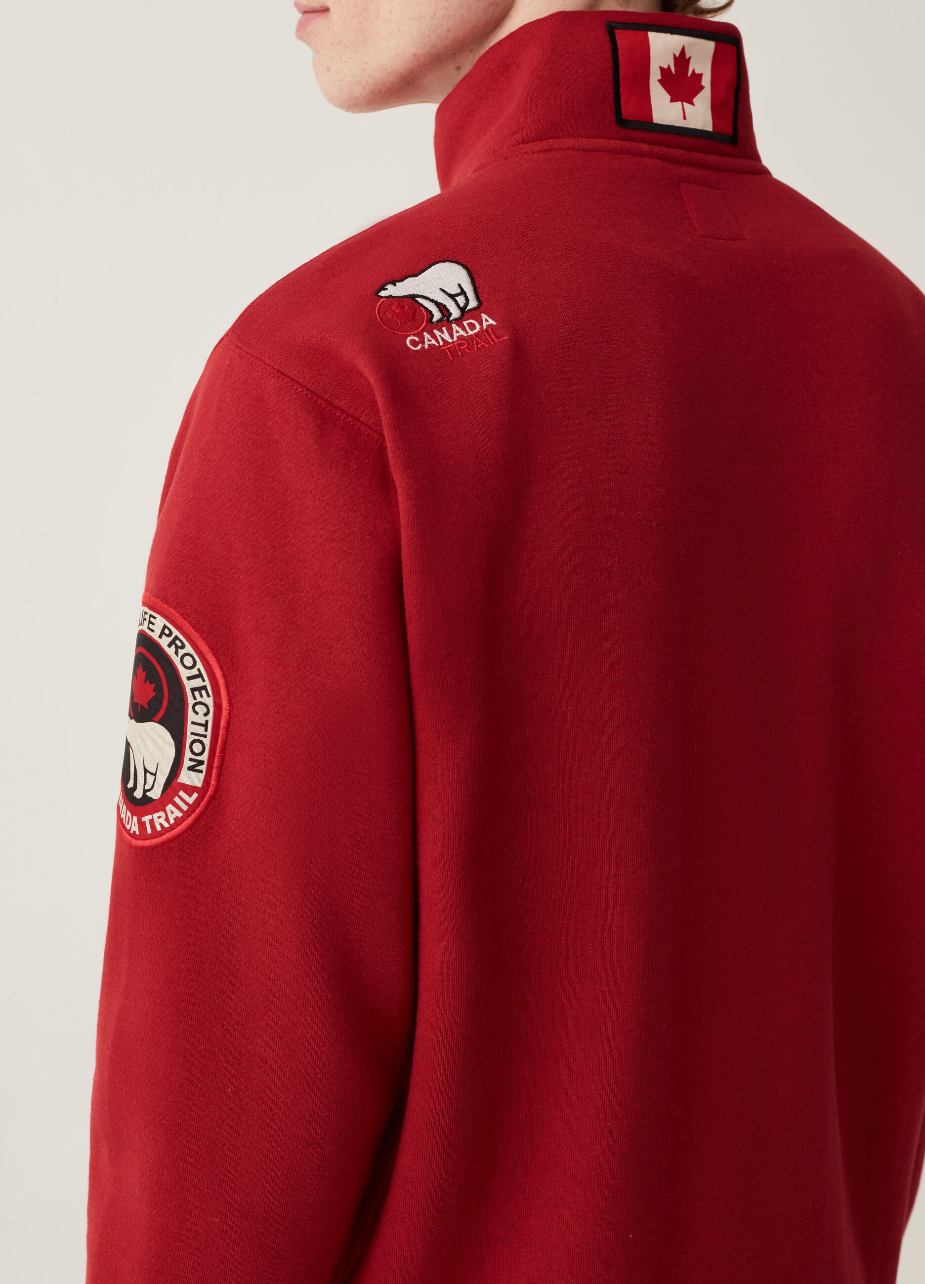 Full-zip in felpa a collo alto con patch_3