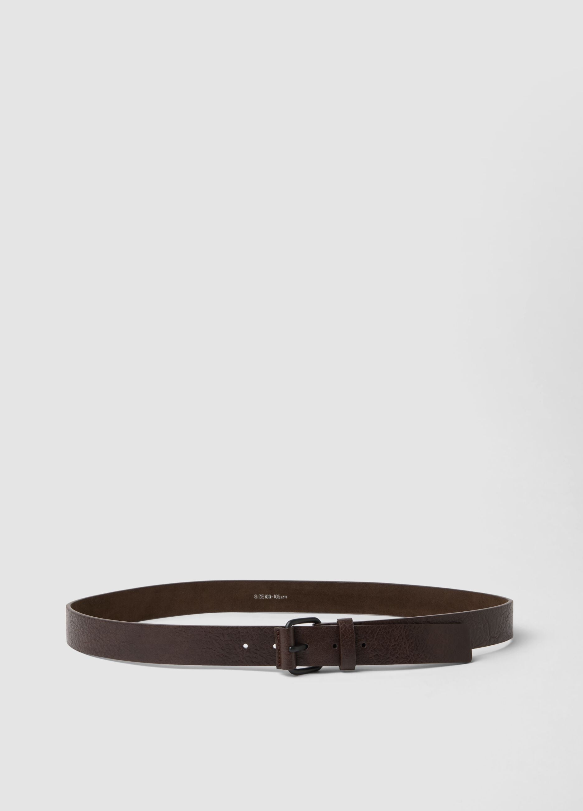 Brown belt with square metal buckle