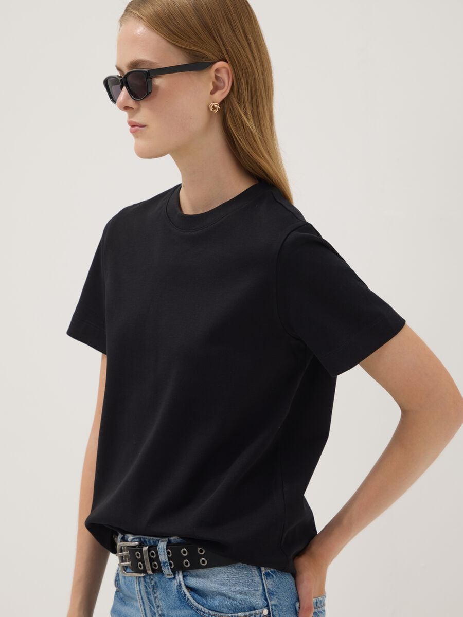 Black relaxed-fit pure cotton short-sleeve T-shirt_1
