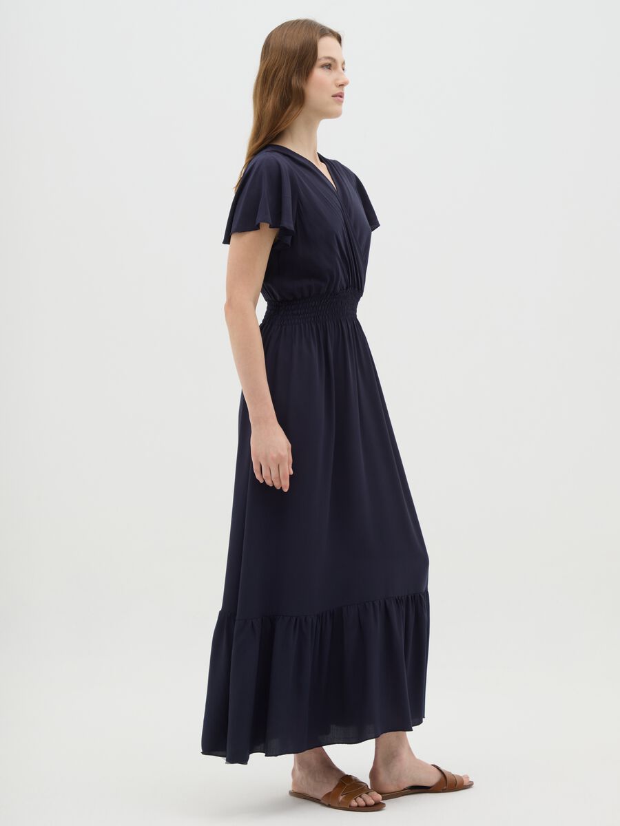 Women's long dress in blue pure viscose regular fit_1