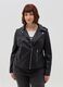 Curvy glossy-effect biker jacket with zip_0
