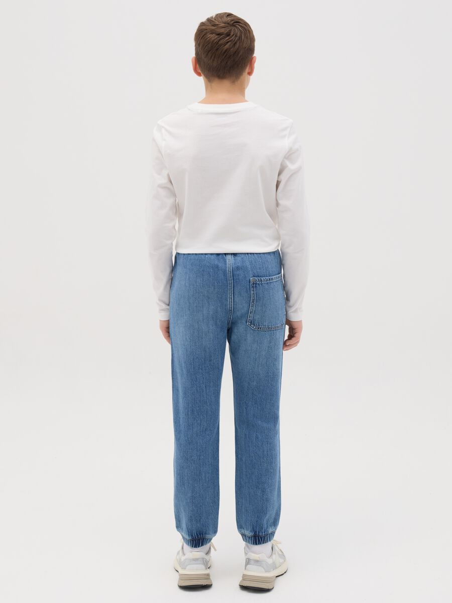 Denim joggers with drawstring_3