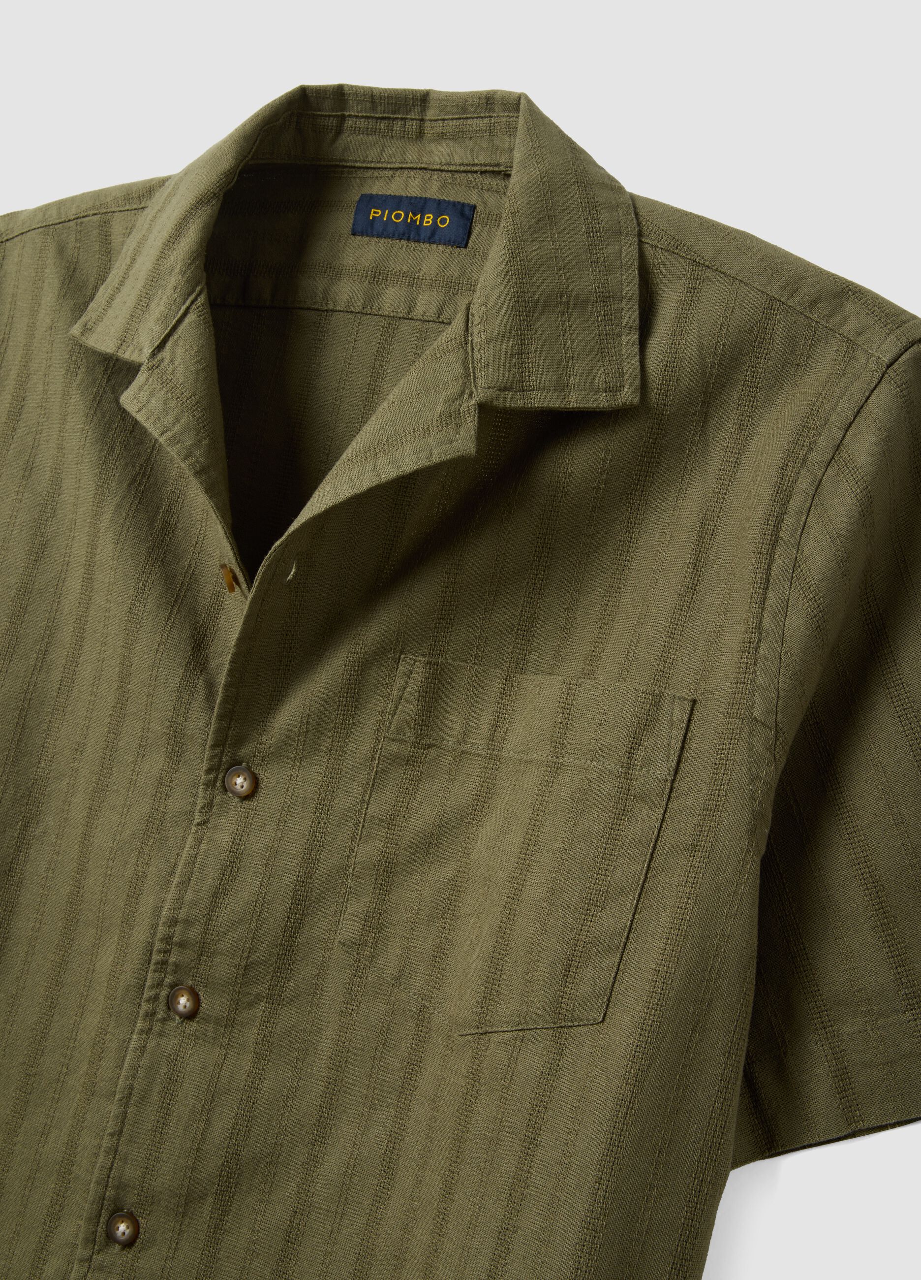 Green organic cotton bowling-collar shirt