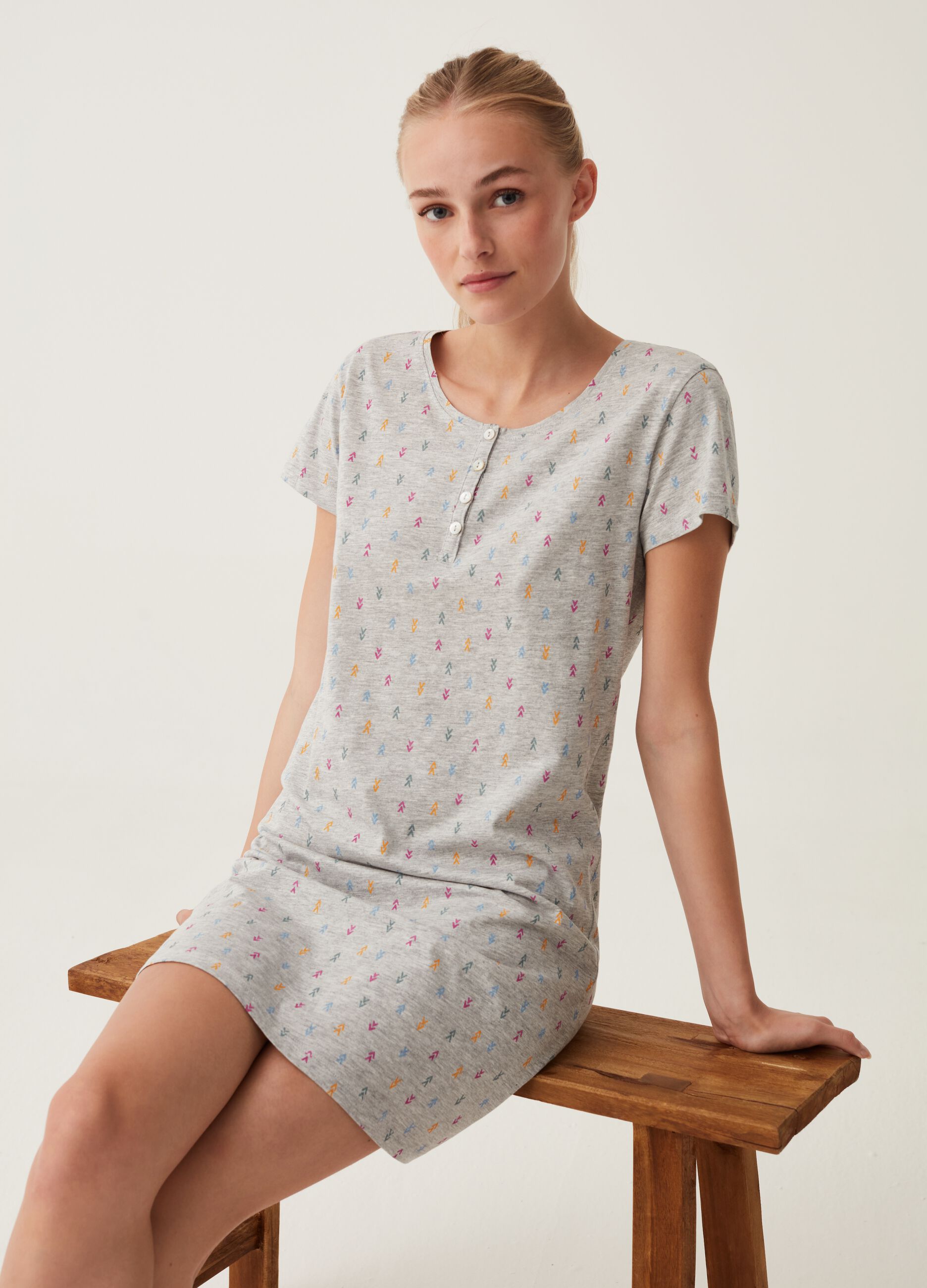 Camicia da notte con stampa all-over_0