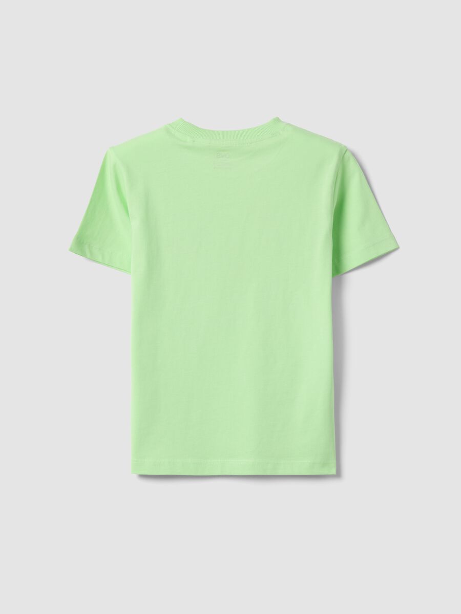 T-shirt verde in puro cotone da bambino con stampe vela_1