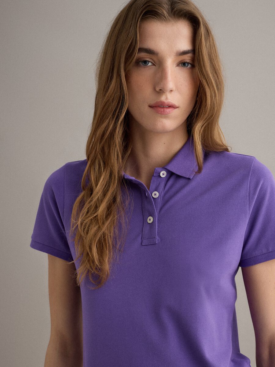 Purple short-sleeve pure cotton polo shirt, regular fit_0