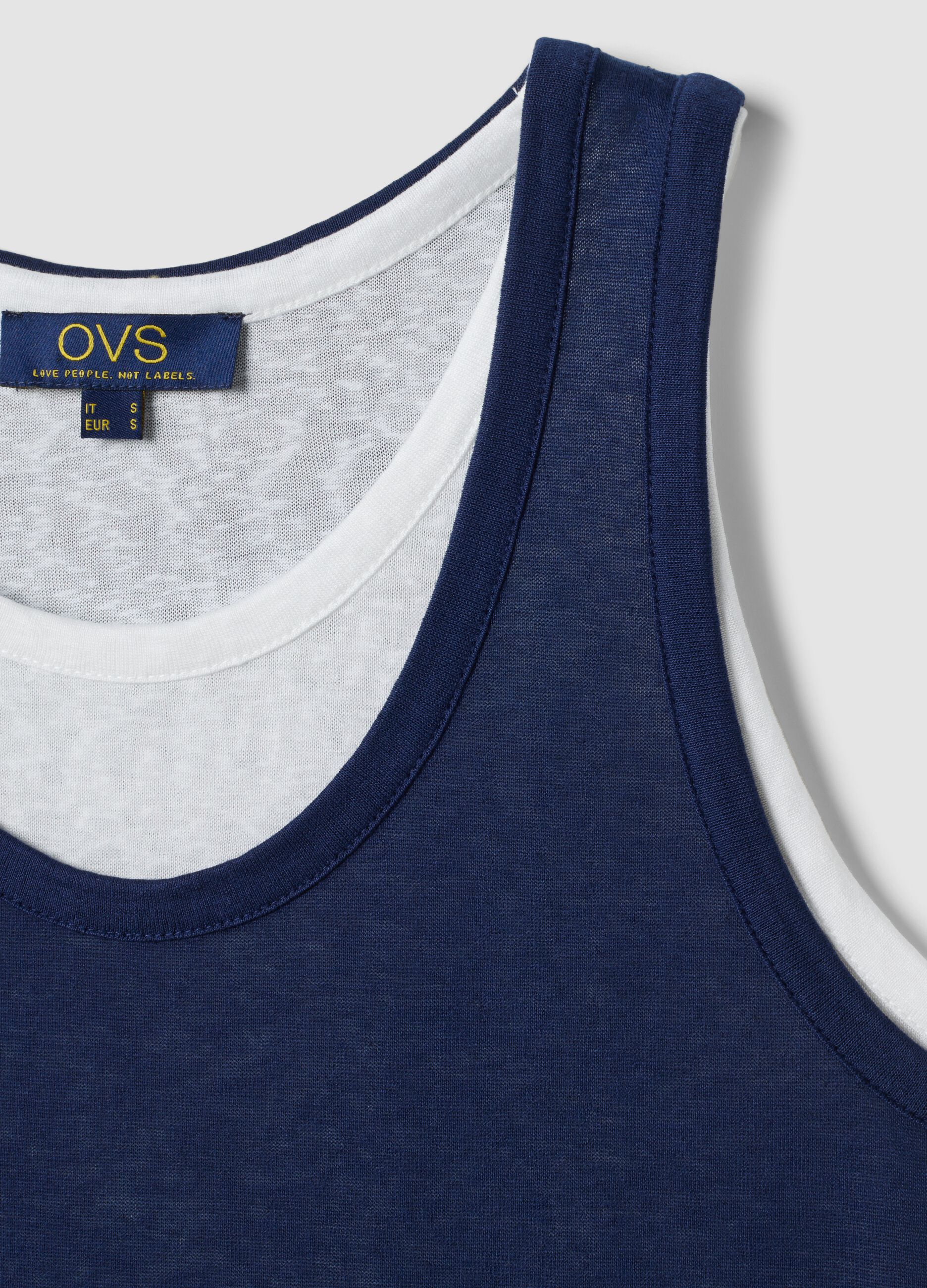 Tank top blu in misto viscosa regular fit