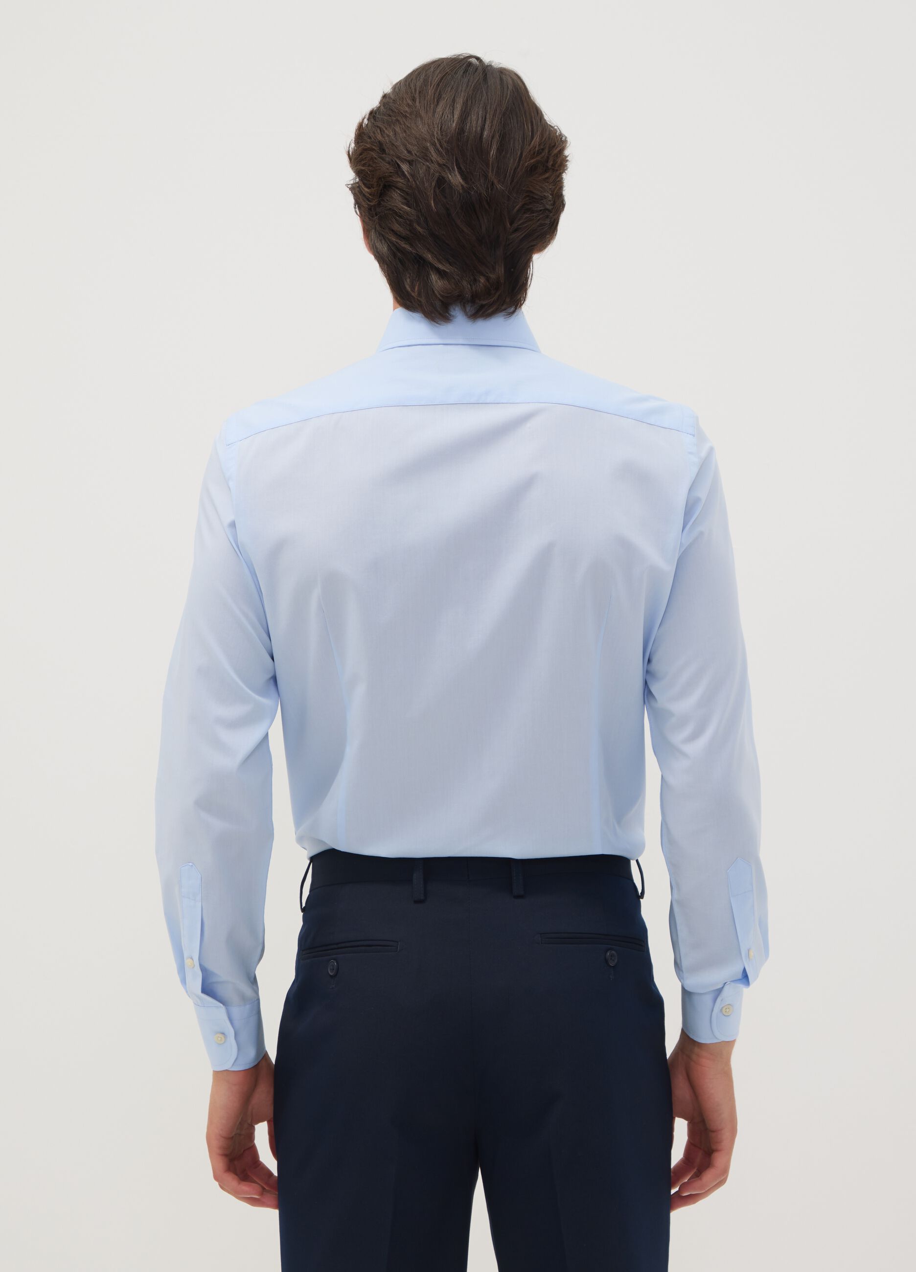 Camicia azzurra slim fit con colletto button down easy iron