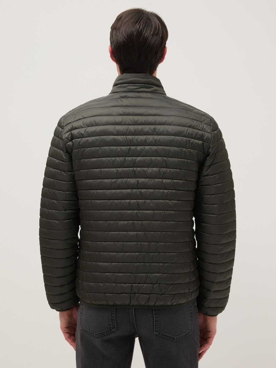 Green padded jacket with zip and regular fit_2