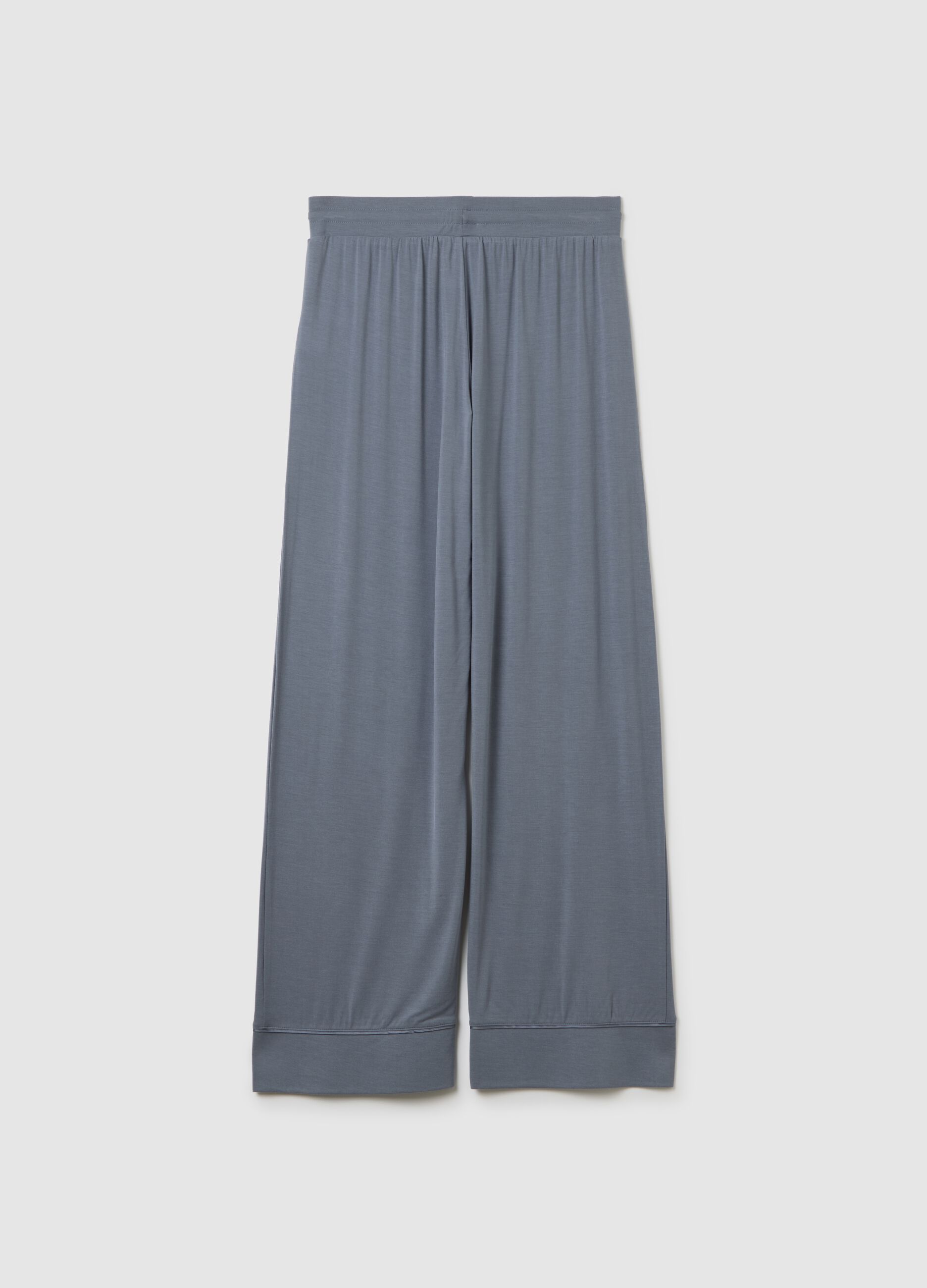 Full-length pyjama bottoms with contrasting piping
