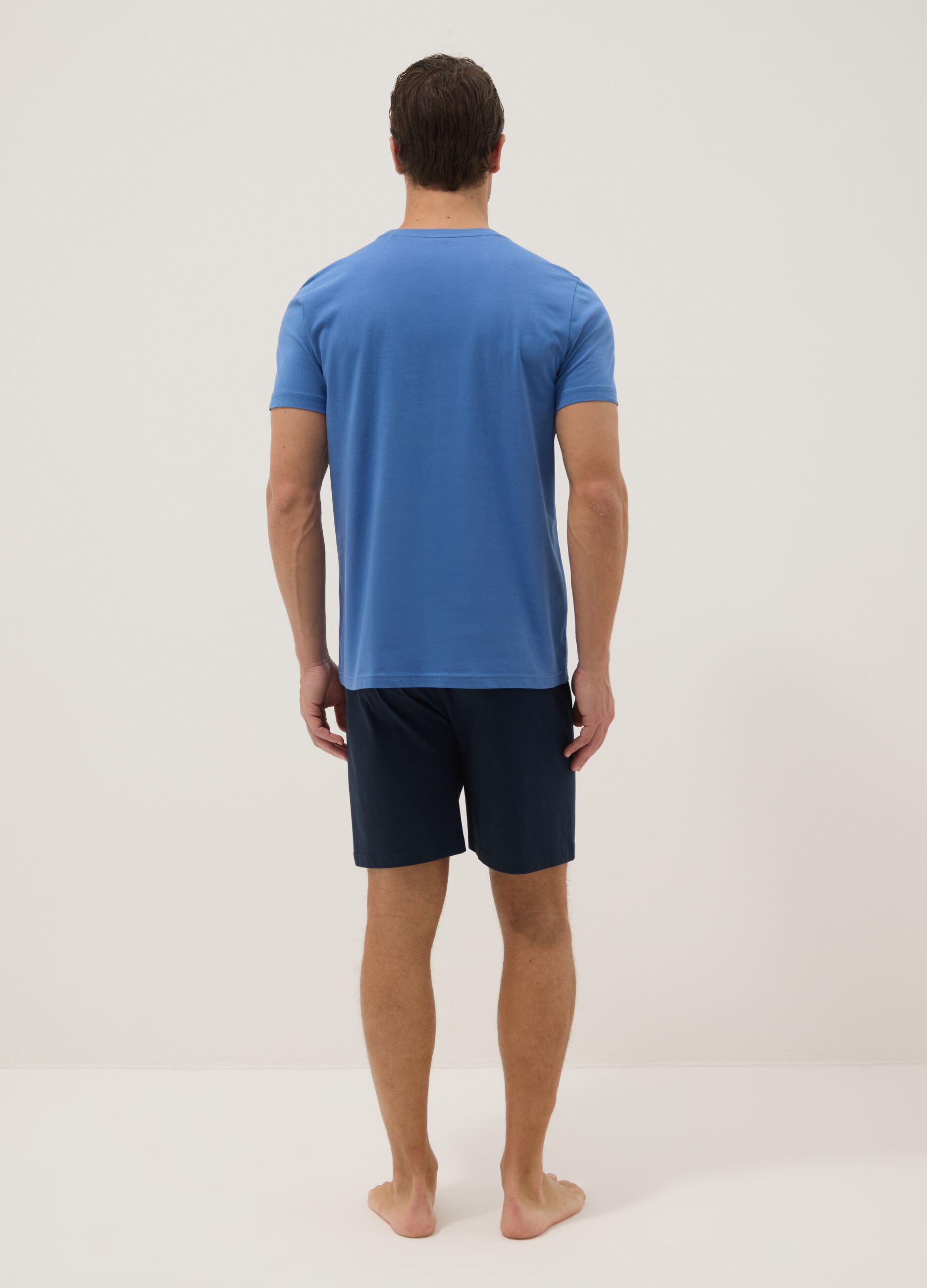 Pigiama in puro cotone organico blu regular fit