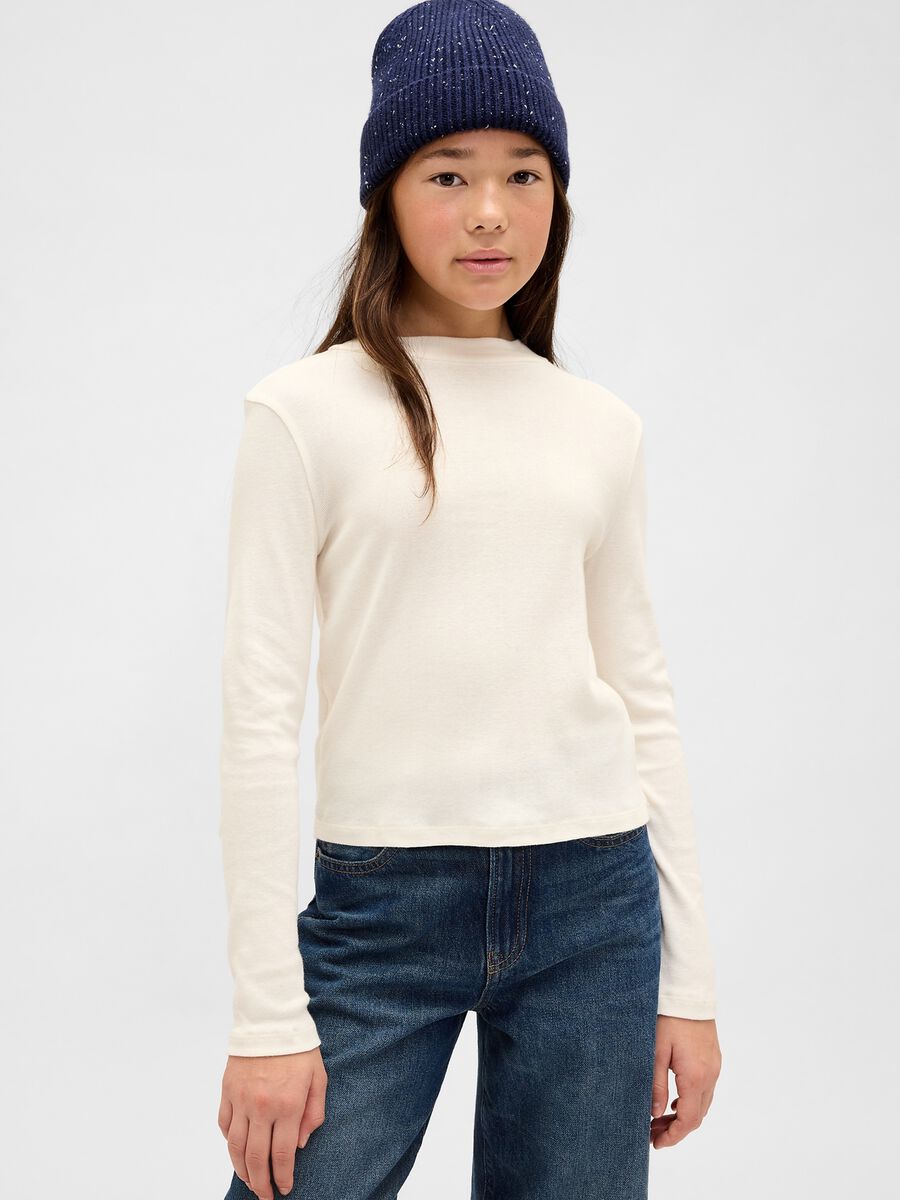 Maglietta a maniche lunghe bianca in cotone_0