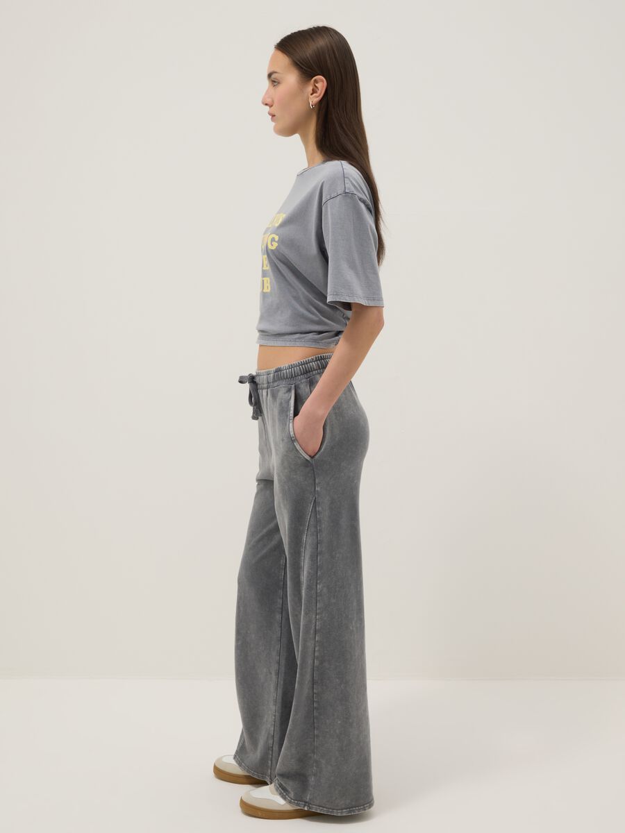 Grey wide leg pure cotton jogger trousers_2