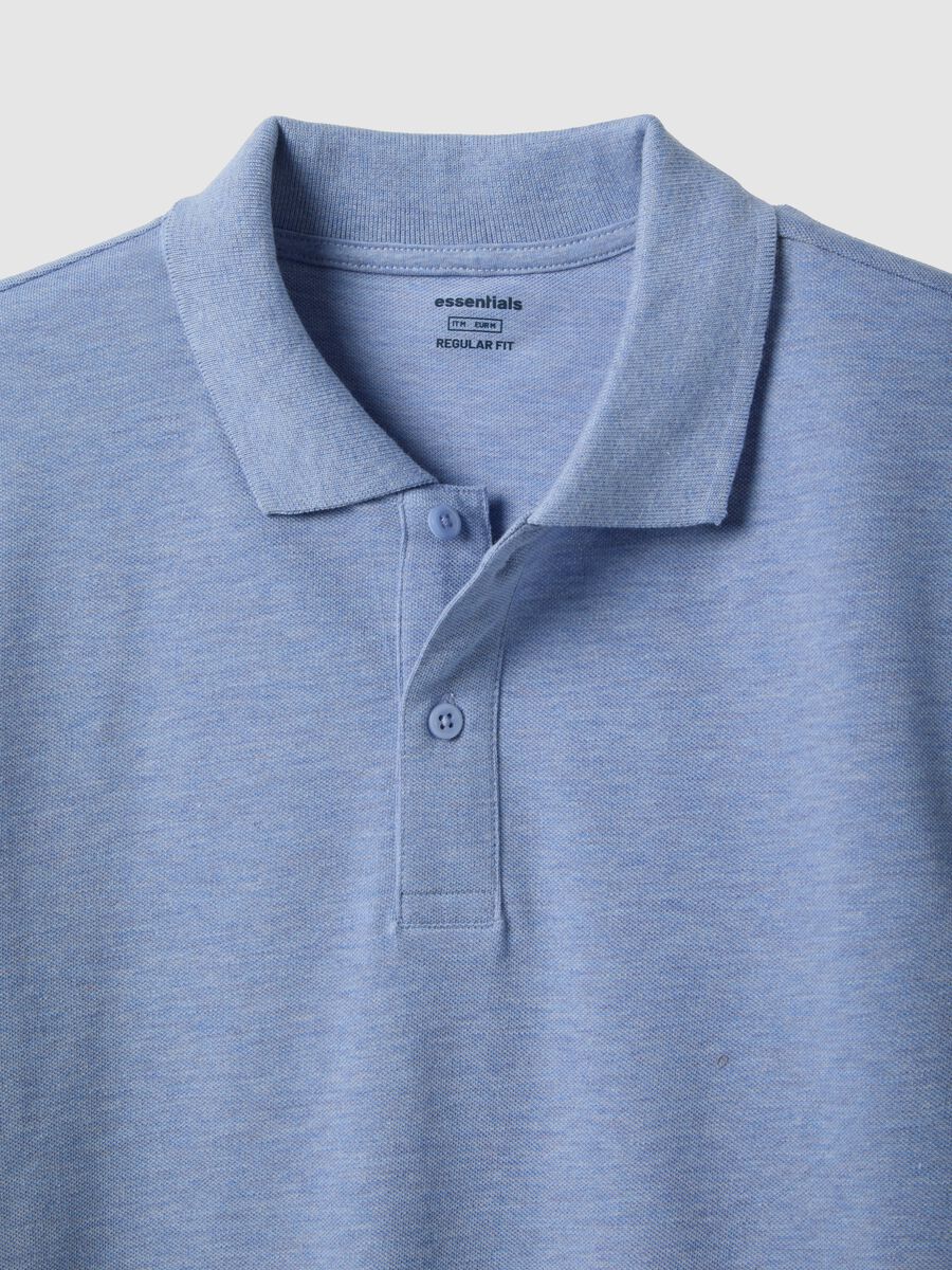 Short-sleeve light blue polo shirt in pure cotton_5