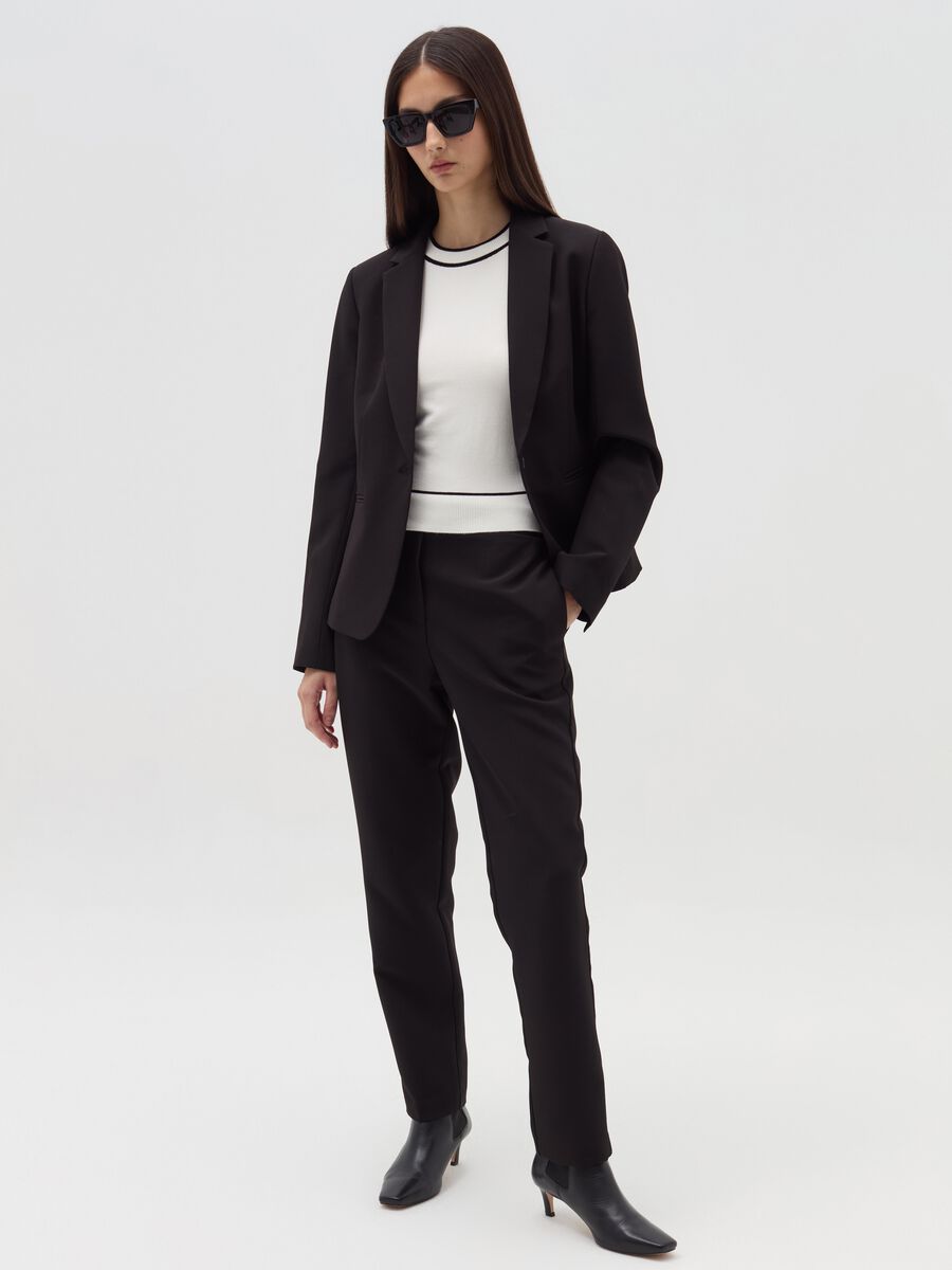 Solid colour single-breasted blazer_1