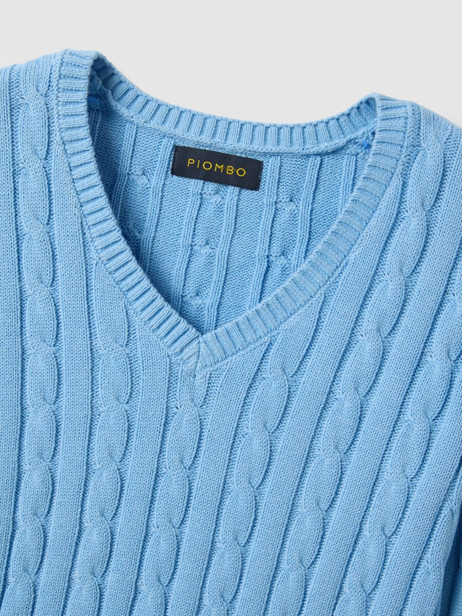 Azure cotton pullover in regular fit with cable knit design_5
