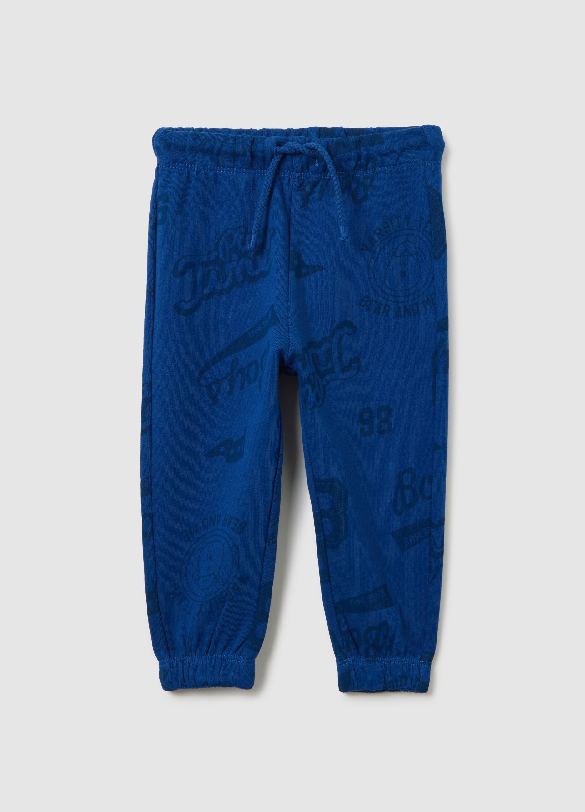Kids' blue regular fit pure cotton trousers