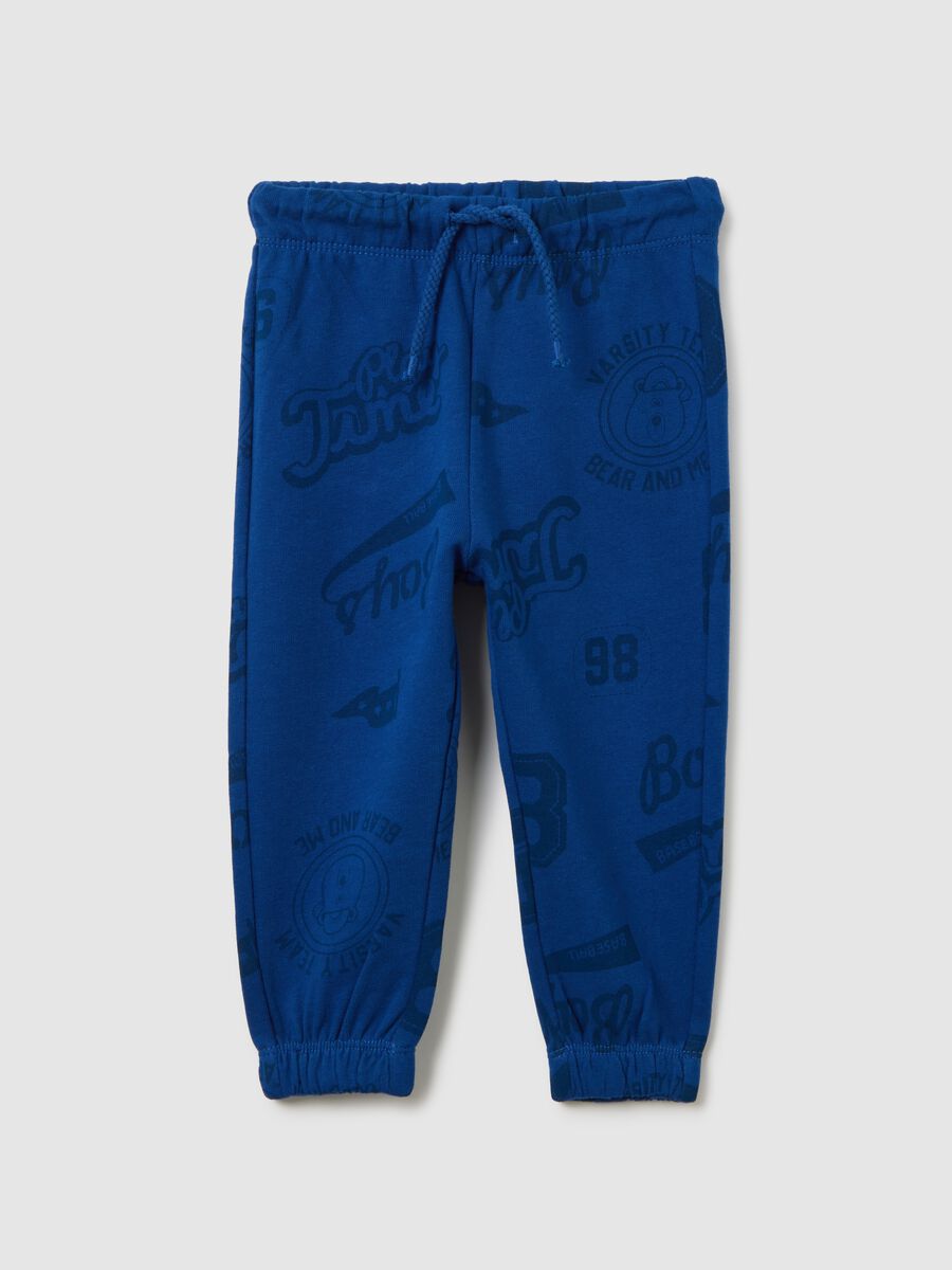 Kids' blue regular fit pure cotton trousers_0