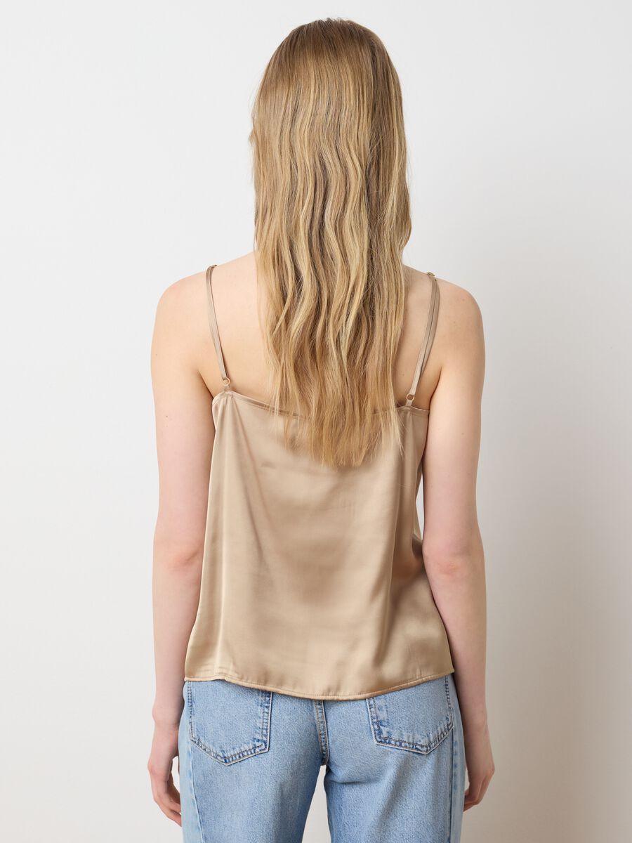 Slim fit beige mix women's top with lace_3