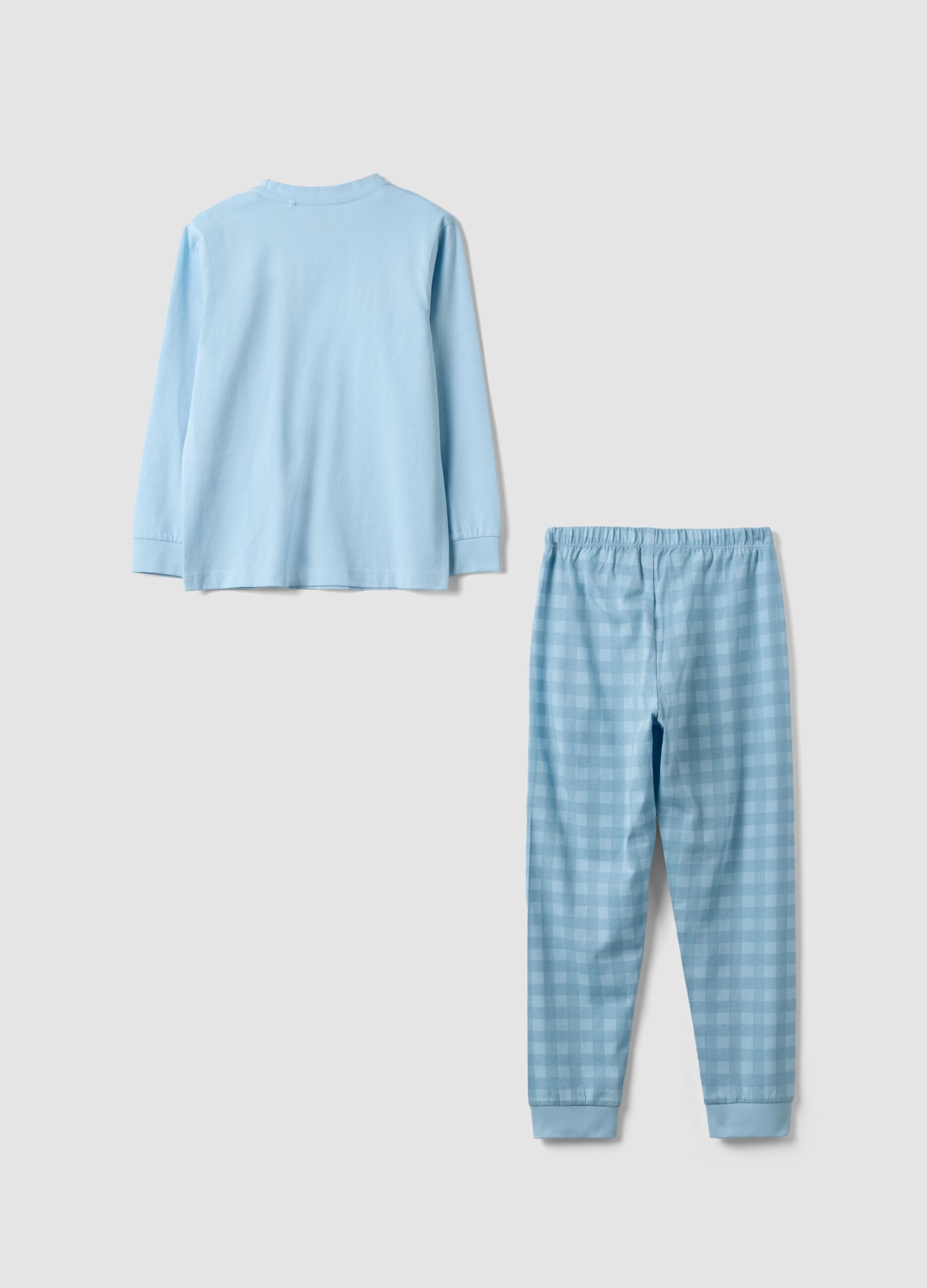 Light blue organic cotton crew-neck pyjamas for boys