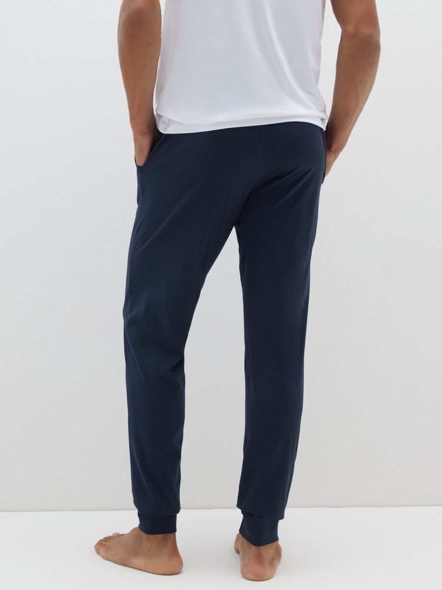 Pantaloni pigiama blu in cotone_4