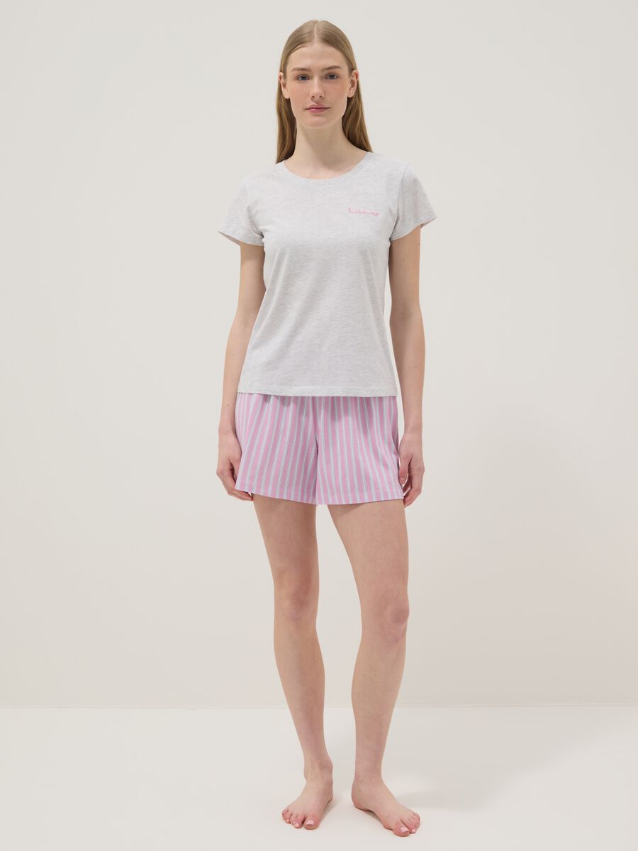 Pigiama corto in cotone elasticizzato a righe multicolor regular fit_0