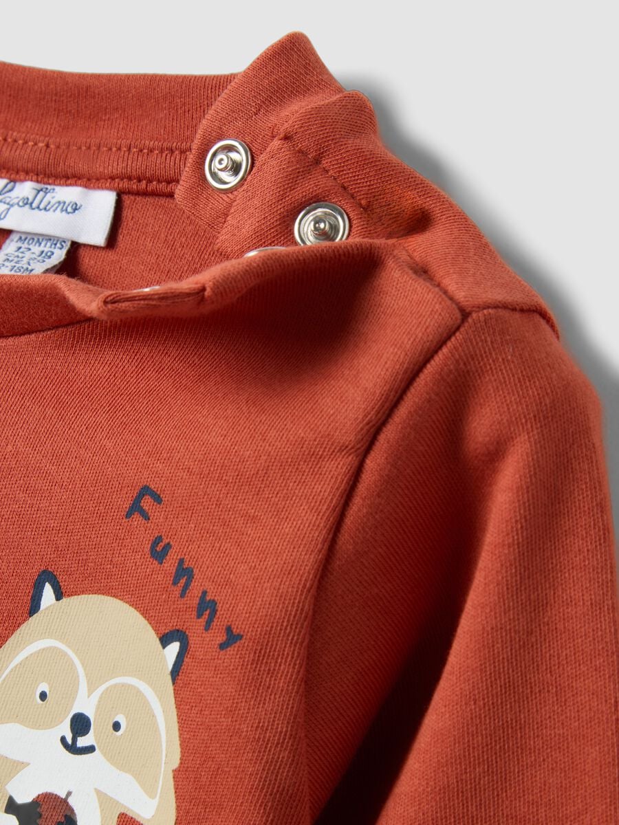 Orange organic cotton T-shirt with animal print_3