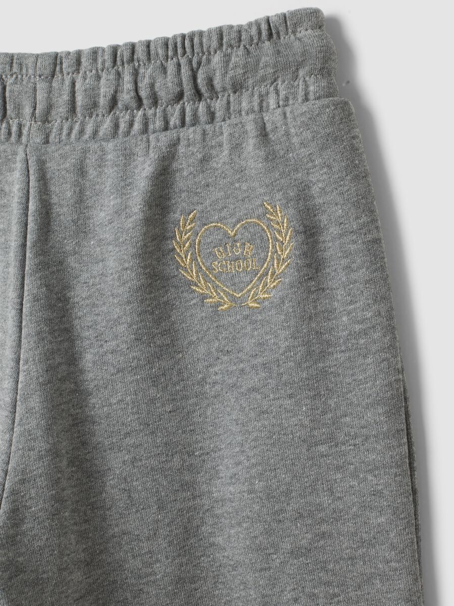 Pantaloni culotte grigi in misto cotone e viscosa per bambina_3