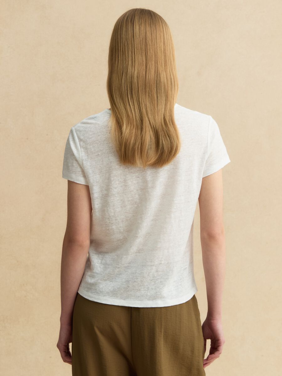 White pure linen short-sleeve T-shirt, regular fit_3