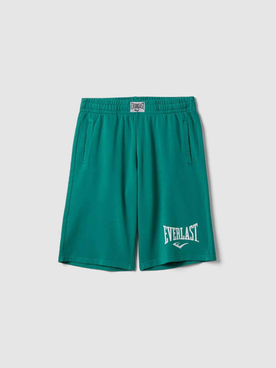 Green Regular Fit Cotton Blend Shorts with Everlast Logo_4