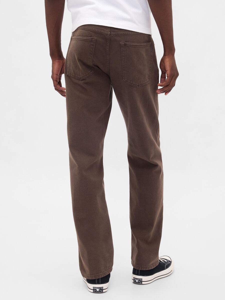 Pantaloni dritti in denim marrone_2
