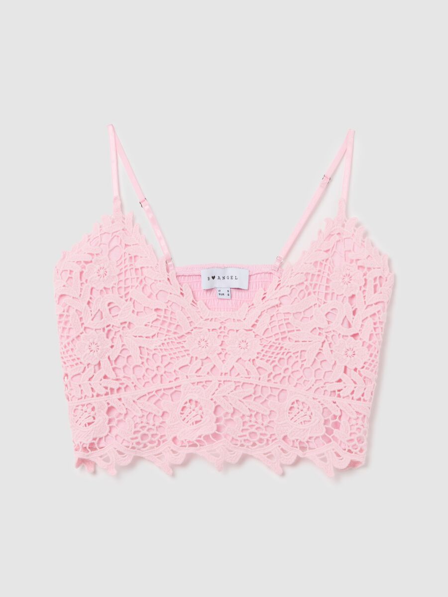 Pink Cotton Lace Crop Top_4