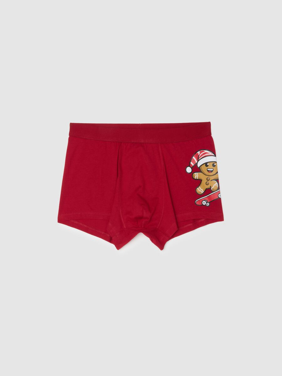 Red Christmas boxers in pure cotton regular fit with print_0