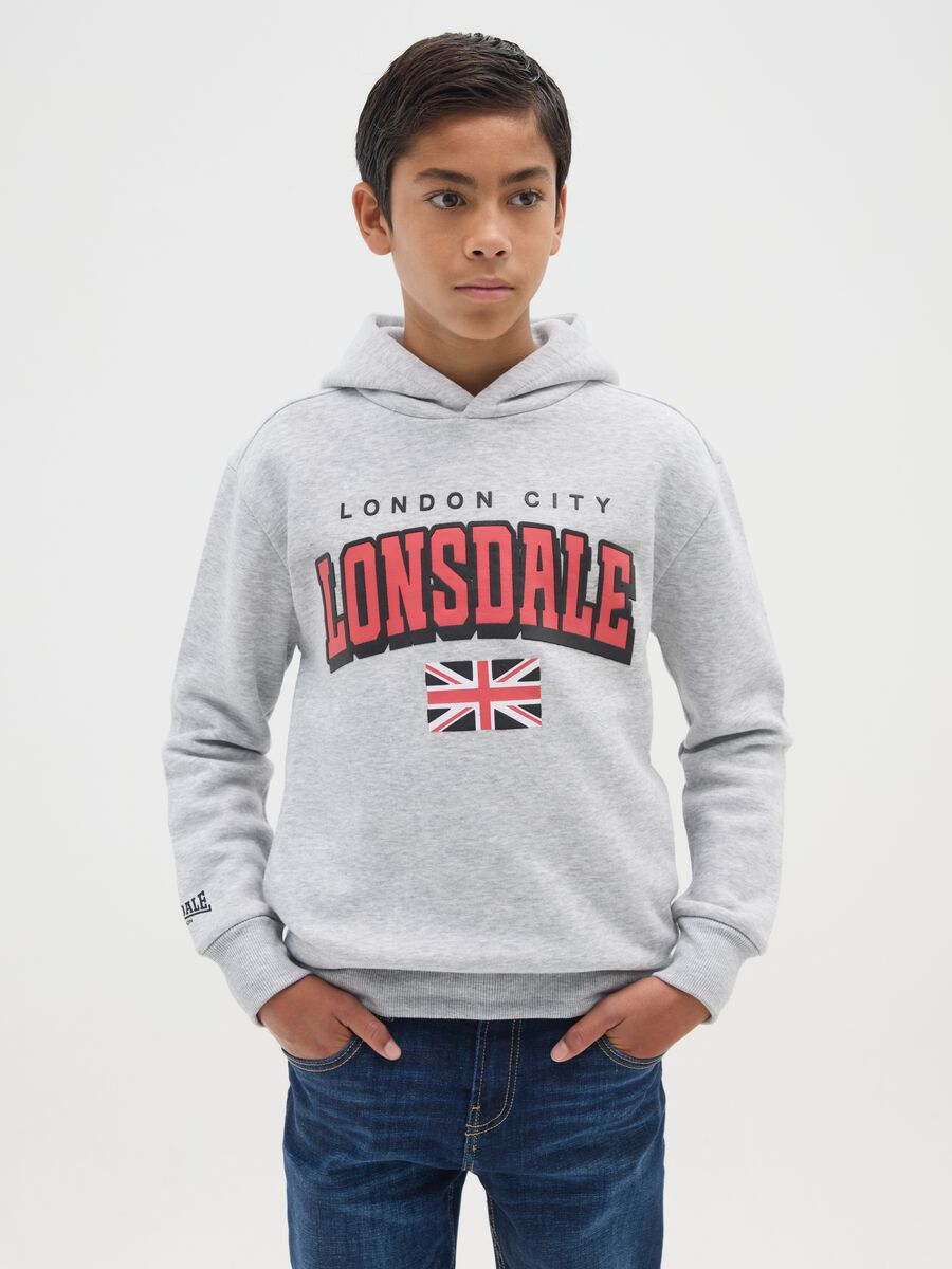 Grey regular fit children's cotton blend hoodie_0