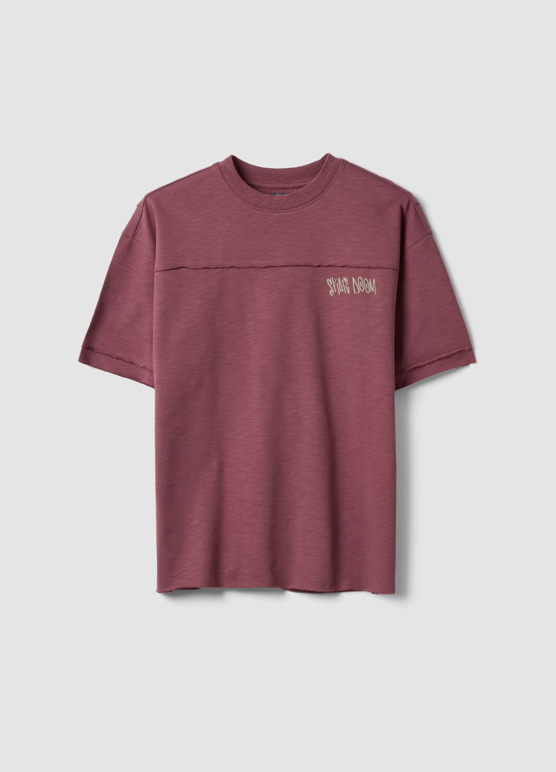 Red short-sleeve pure cotton oversized T-shirt for boys