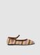 Multicolour striped ballet flats with ankle strap_0