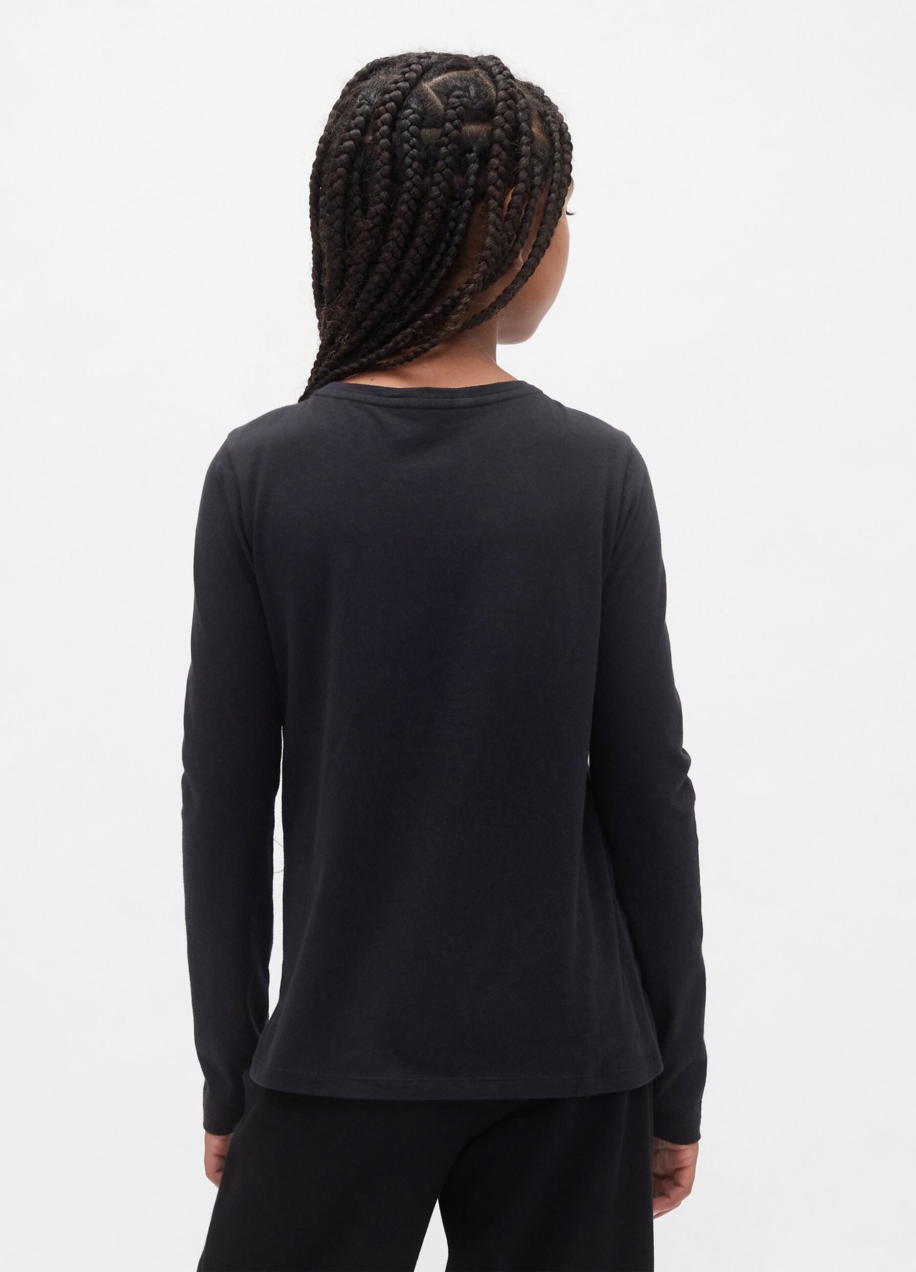 Black long-sleeve pure cotton T-shirt with GAP logo