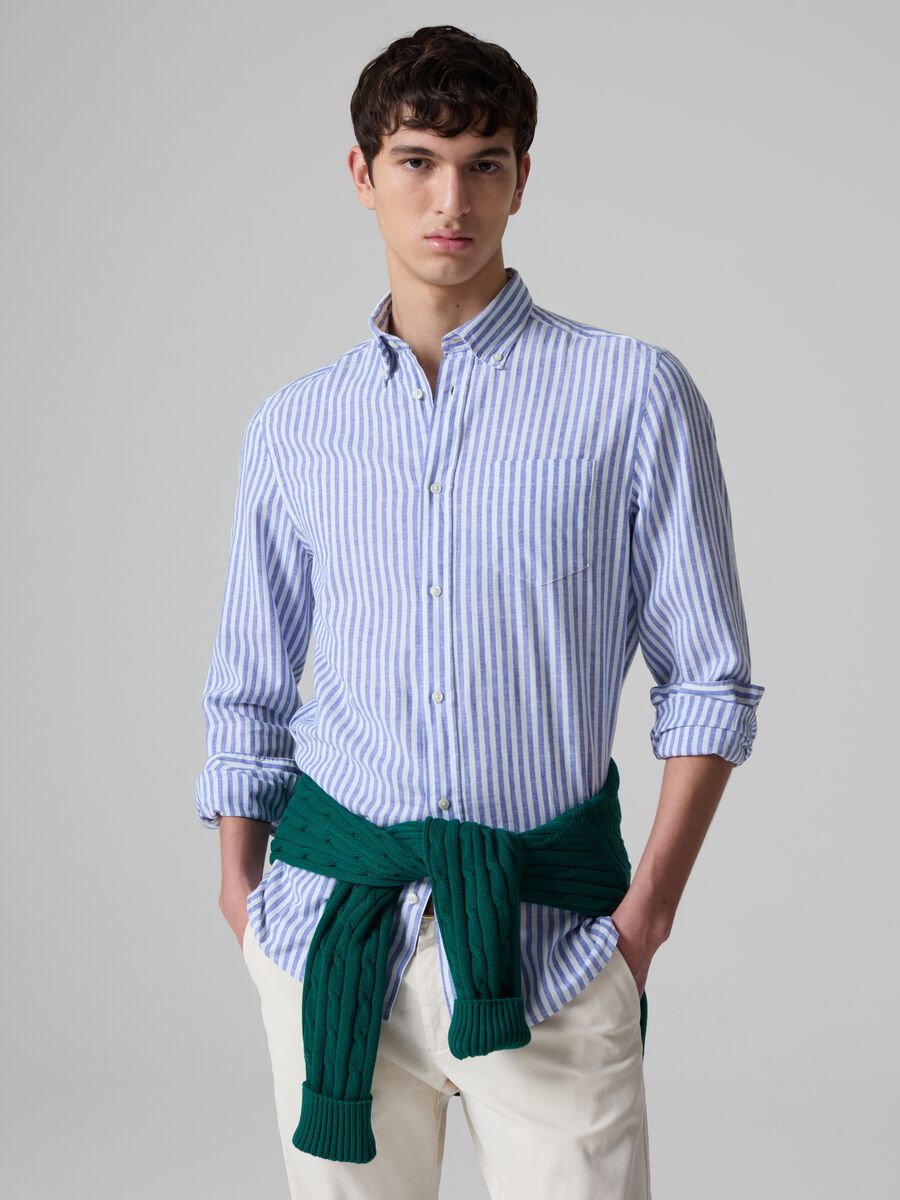 Regular-fit striped shirt with button-down collar_0