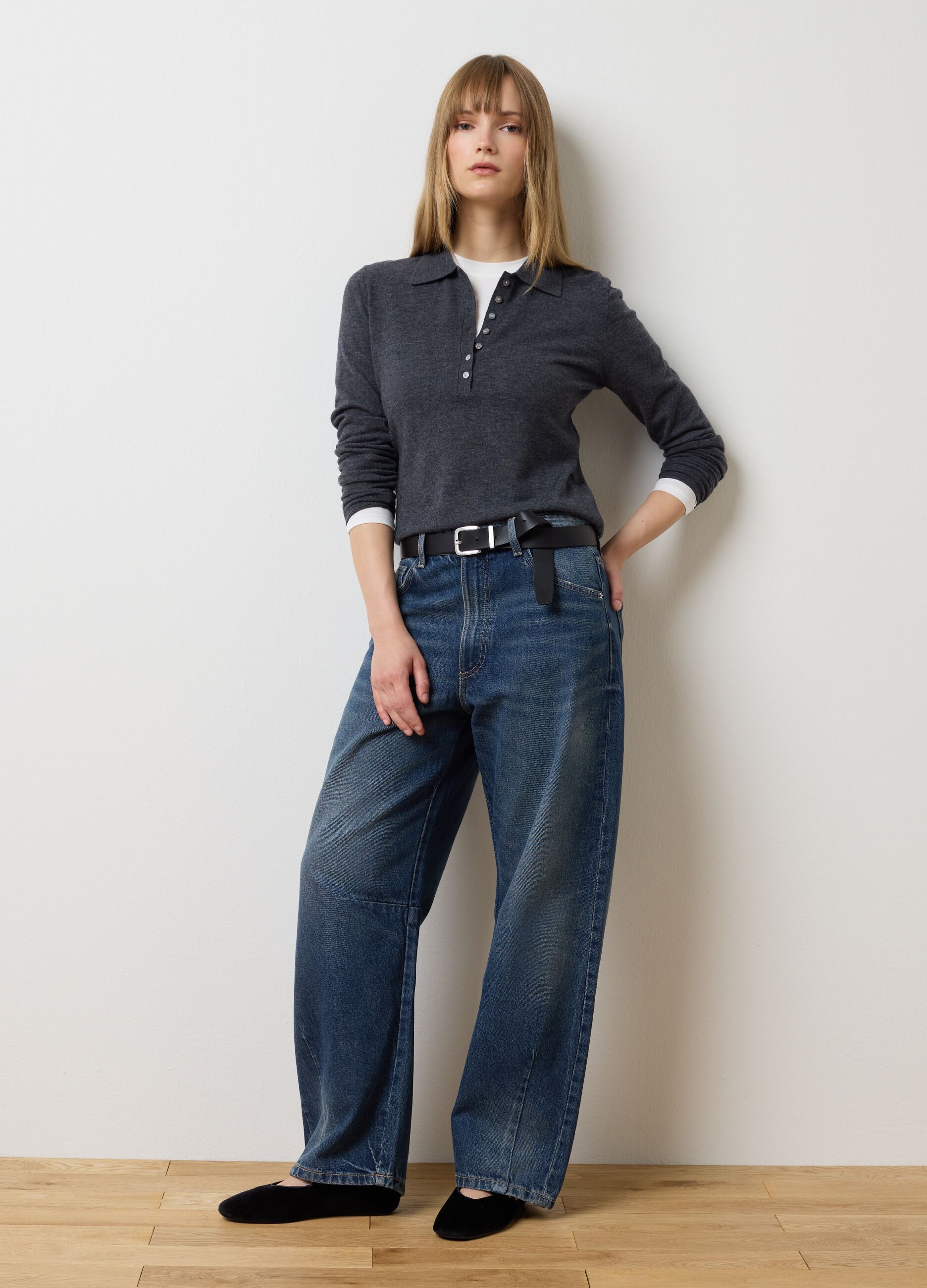 Grey Regular Fit Pure Wool Sweater