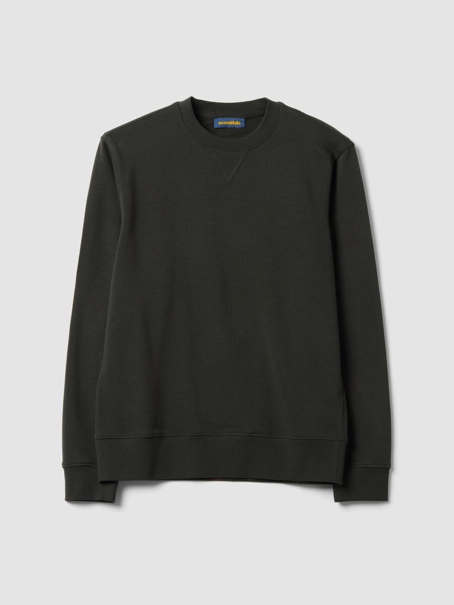 Felpa nera girocollo in misto cotone regular fit_4