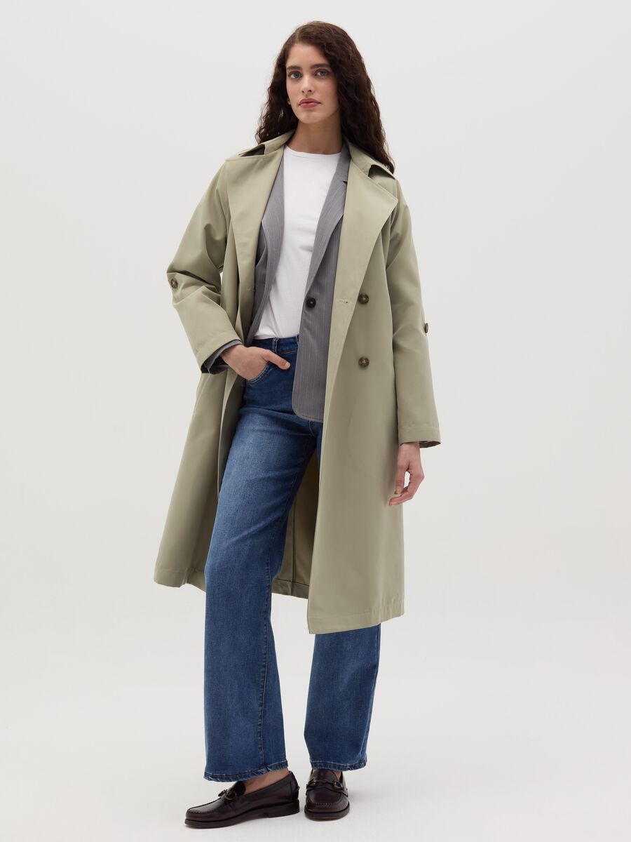 Double-breasted trench coat with buttons and belt_1