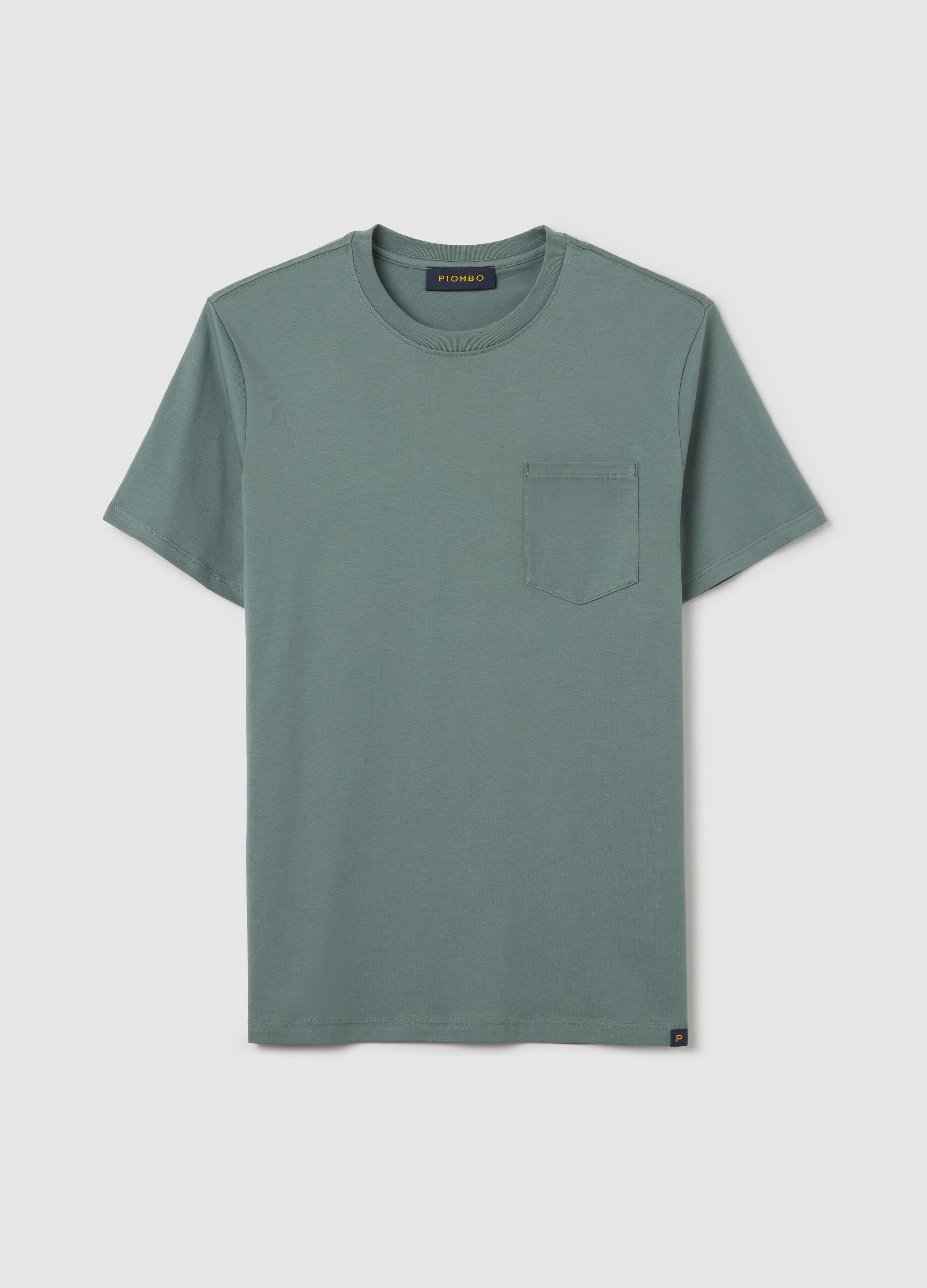 Green short-sleeved T-shirt in pure cotton